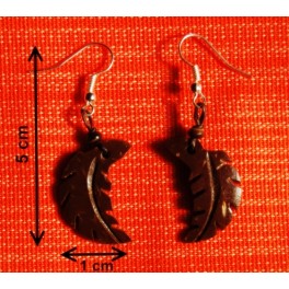 Boucles d'oreilles en noix coco "Feuille"