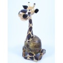 Tirelire Girafe assise en noix de coco