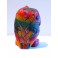 Chouette coloré sculpté en bois de Suar 8 x 5