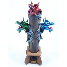 Brule Encens Triple Dragon Rouge Vert et Bleu - 36 cm