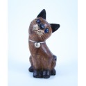Petit chat sculpté en bois de Suar - N°32