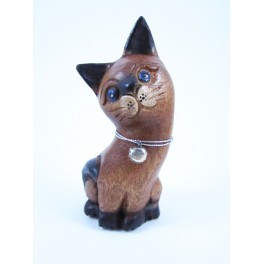 Petit chat sculpté en bois de Suar - N°33