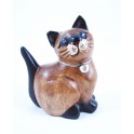 Petit chat sculpté en bois de Suar - N°35