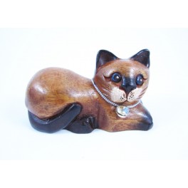 Petit chat sculpté en bois de Suar - N°39