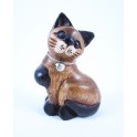 Petit chat sculpté en bois de Suar - N°40