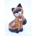 Petit chat sculpté en bois de Suar - N°41