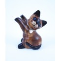 Petit chat sculpté en bois de Suar - N°42