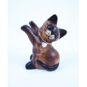 Petit chat sculpté en bois de Suar - N°42