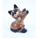 Petit chat sculpté en bois de Suar - N°43