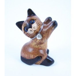 Petit chat sculpté en bois de Suar - N°43