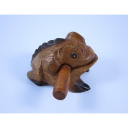 Crapaud musicale sculpté en bois de Suar 8 X 5