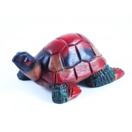 Tortue colorée sculpté en bois de Suar - 18 X 10 cm