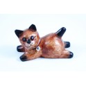 Petit chat sculpté en bois de Suar - N°44