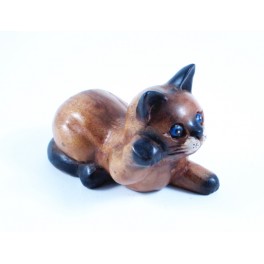 Petit chat sculpté en bois de Suar - N°45