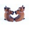 Paire de Petit chat en forme de coeur sculpté en bois de Suar 