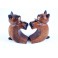 Paire de Petit chat en forme de coeur sculpté en bois de Suar