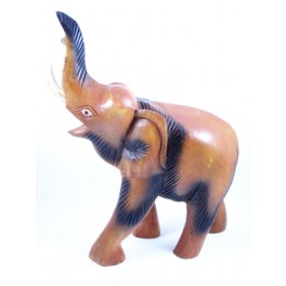 Eléphant sculpté en bois de Suar 41x29