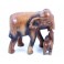 Eléphant et son petit  sculpté en bois de Suar