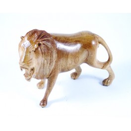 Lion clair sculpté en Teck - 13x17 - Gauche