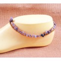 Bracelet de cheville avec perles de laiton et Amethyste  - BR026