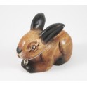 Lapin sculpté en bois de Suar 9x13