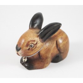 Lapin sculpté en bois de Suar - 9x13