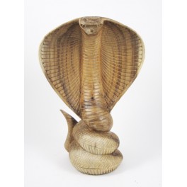 Cobra sculpté en bois de Suar - 30x20