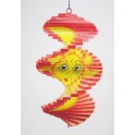 Spirale à vent en bois soleil et lune Rouge - 20x12