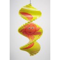 Spirale à vent en bois soleil et lune Jaune - 30x15