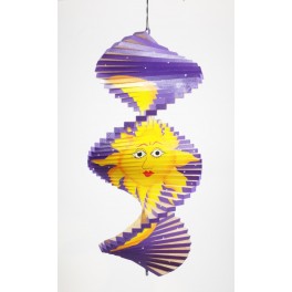 Spirale à vent en bois soleil et lune Violet - 30x15