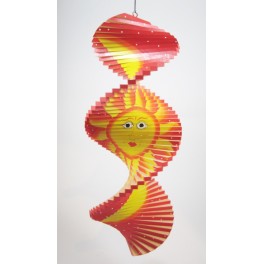 Spirale à vent en bois Soleil et Lune Rouge - 40x16