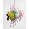 Photophore Poisson jaune bleu rose en metal