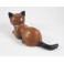 chat couché sculpté en bois de Suar - 9x20