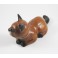 chat couché sculpté en bois de Suar - 9x20