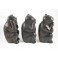 3 Singes noir de la sagesse sculpté en bois de Suar - 21 cm