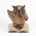 Chouette sur livre Sculpté en bois de suar 13x9