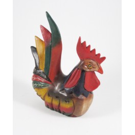 Coq sculpté en bois de Suar - 21x15