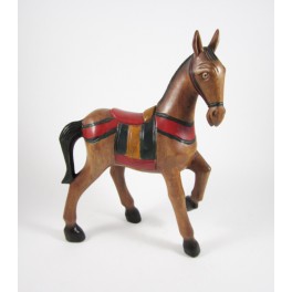 Cheval au Pas sculpté en bois de Suar 26x20 (Gauche)