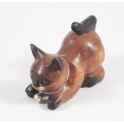 Petit chat sculpté en bois de Suar - N°54