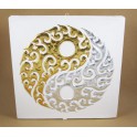 Tableau Ying Yang Blanc et Or / Argent - 30X30 - TB015