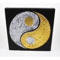 Tableau Ying Yang Noir et Or / Argent - 30X30 - TB017