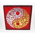 Tableau Ying Yang Rouge/Noir et Or / Argent - 30X30 - TB018