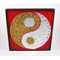 Tableau Ying Yang Rouge/Noir et Or / Argent - 30X30 - TB019