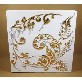 Tableau Fleur Blanc et Or / Argent - 30X30 - TB024