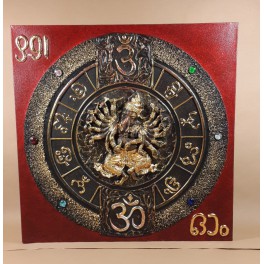 Tableau Ganesh Rouge/Noir et Or - 60x60 - TB028