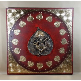 Tableau Ganesh Rouge/Noir et Or - 60x60 - TB030