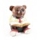 Ourson assis avec un livre sculpté en bois de Suar - 17x15