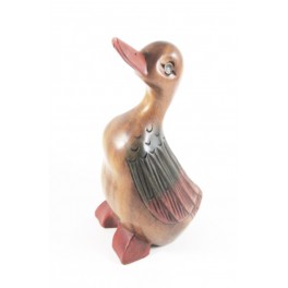 Canard sculpté en bois de Suar - 27x13