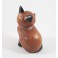 Chat assis Gauche sculpté en bois de Suar - 15x10