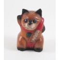 Petit chat sculpté en bois de Suar - N°55